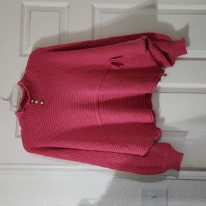 Pol pink sweater new without tags.  Pearl buttons at neckline.  Balloon sleeves
